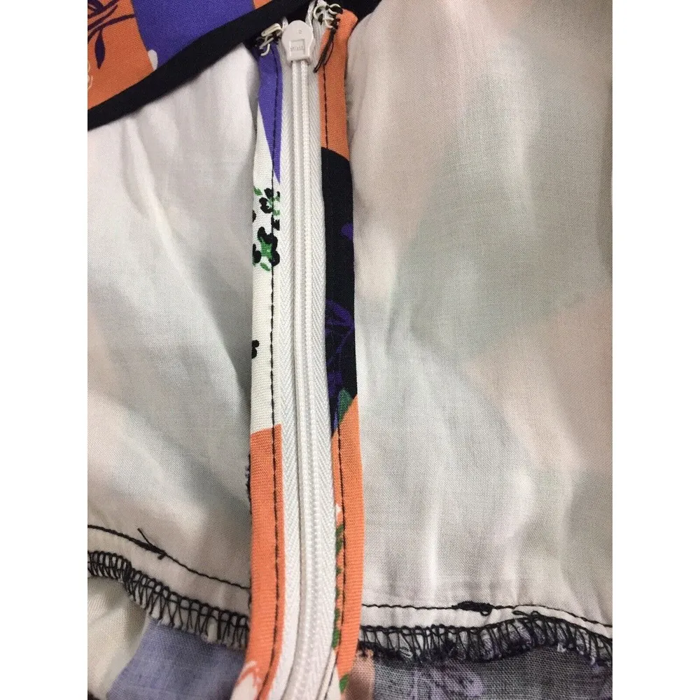 Urban Outfitters Bold Patchwork Jumpsuit Crossover Deep V Size 4 Orange Black - Image 9