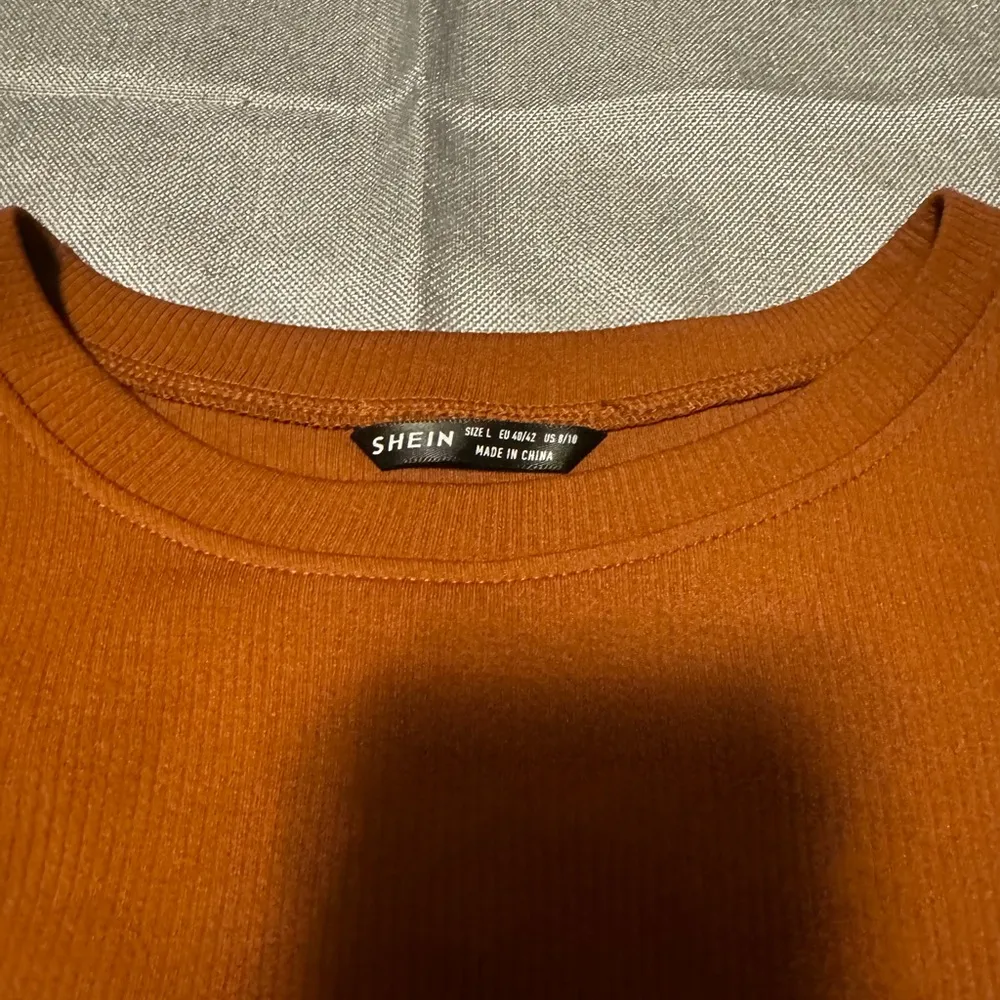 SHEIN Rusty Brown Boxy Long Sleeve Crop Sweatshirt - Image 3