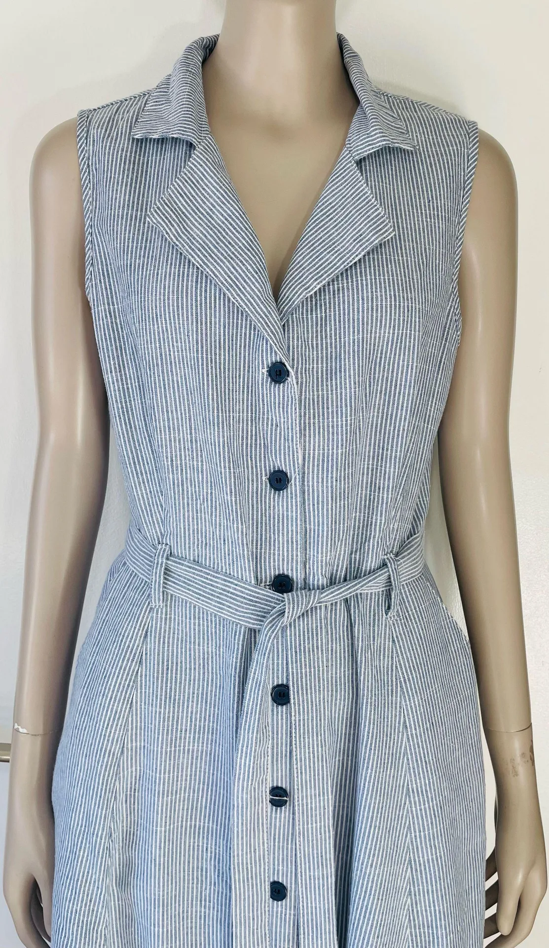 Pinstripe Sleeveless Dress - Image 3