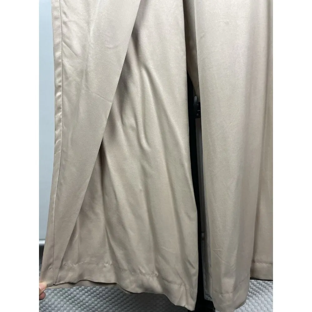 Zara Woman SS23 Tan Satin Effect Blend Drape Pareo Wide Leg Pants Ecru‎ Size L - Image 2