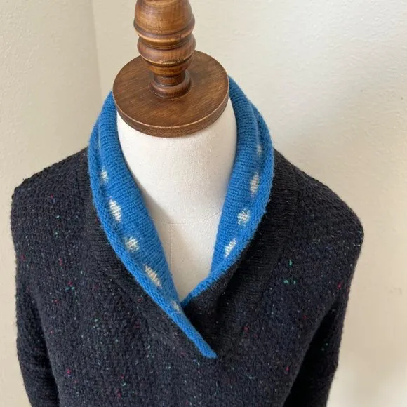 EUC Vintage Alps Sweater Pullover One Button‎ Shawl Collar women’s Med Black - Image 6