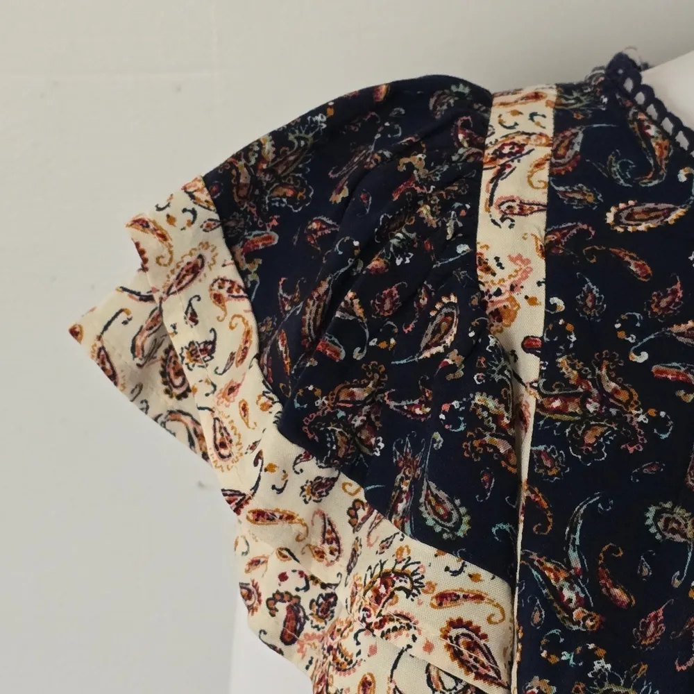 Maurices Navy Paisley Mixed Print Flutter Sleeve Mini Dress Size Large - Image 7