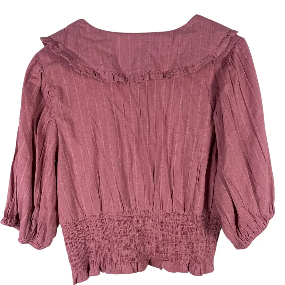 Vanilla Star Puff Sleeve Portrait Collar Top‎ Pink Size XL - Image 5