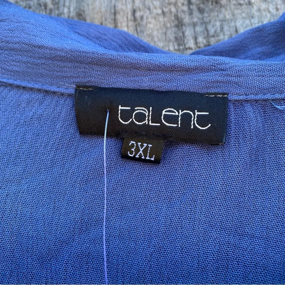 Talent Woman’s Open Tie Blouse Blue Size 3X - Image 4