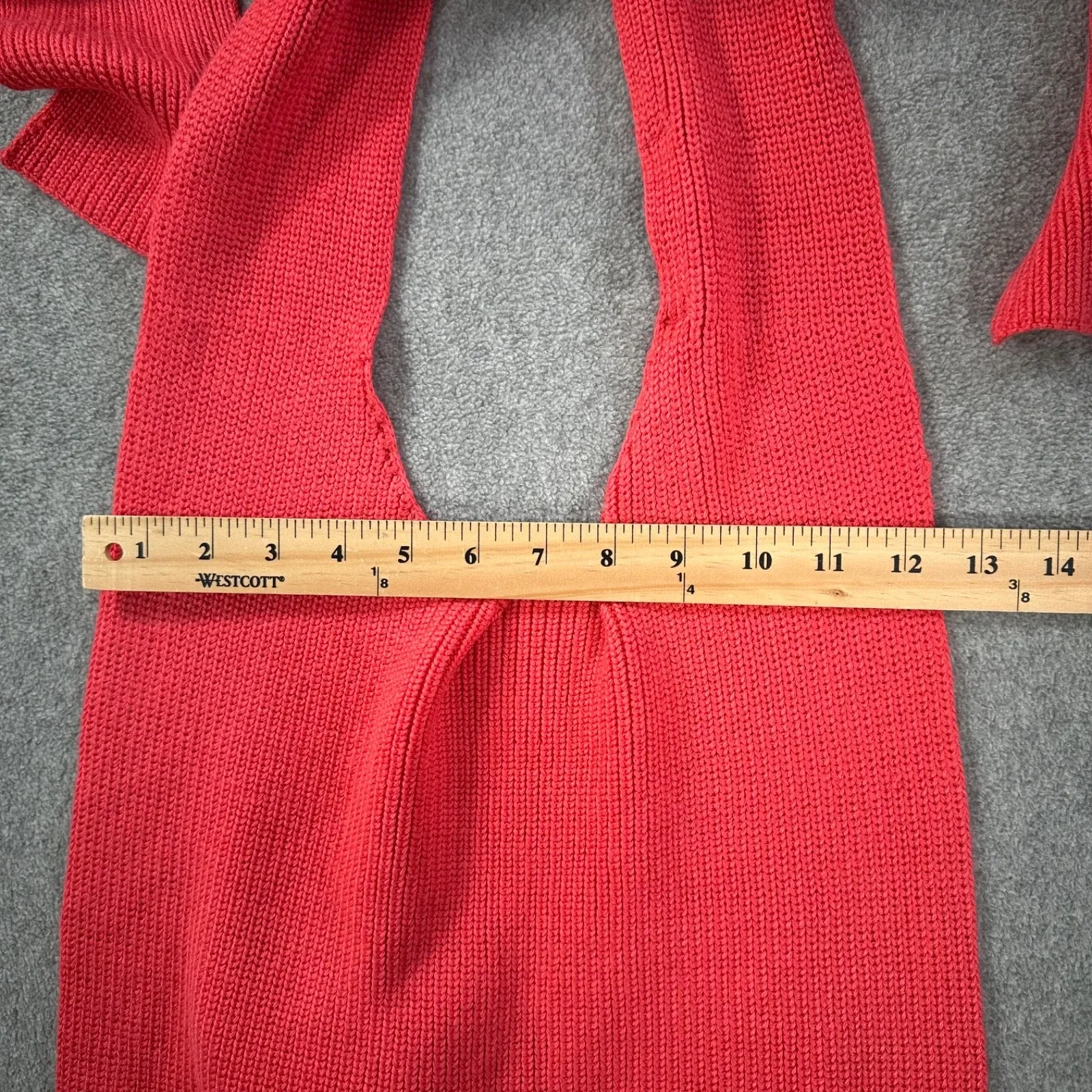 Free People Beach Open Back Knit Halter Top Women's Medium Coral Pink Tie Bow - Image 4