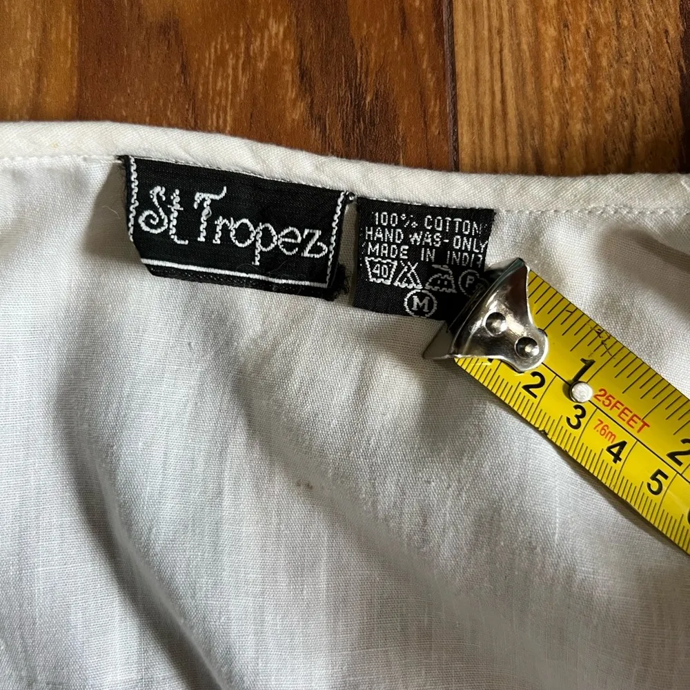 St. Tropez White Cotton Blouse Size M - Image 8