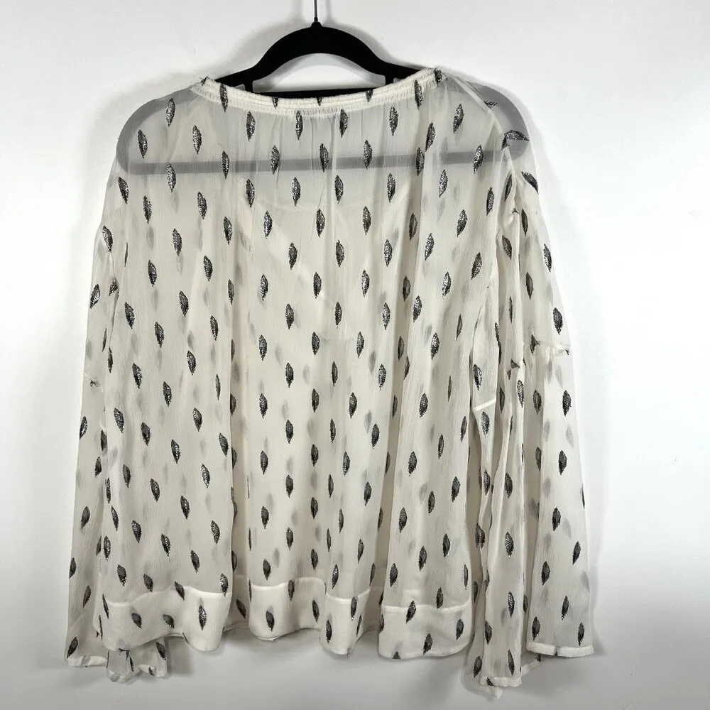 IRO Metallic Rain Drop Print Sheer Blouse Women’s Size 40/large Designer *Flawed - Image 9