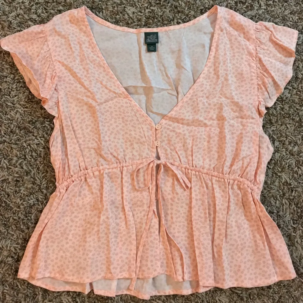 Wild Fable pink flutter sleeve open front crop blouse - Image 7
