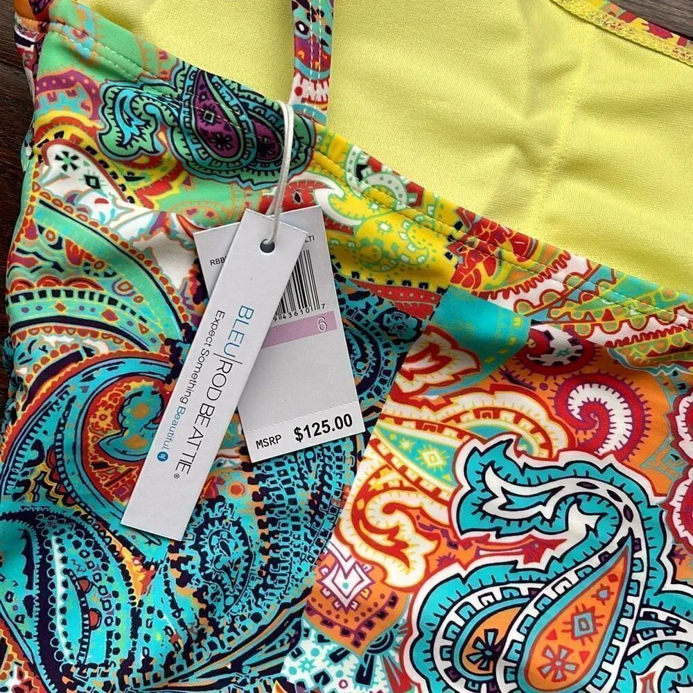Bleu Rod Beattie Womens Paisley One Piece Swimsuit Padded Cap‎ Multicolor Size 6 - Image 4