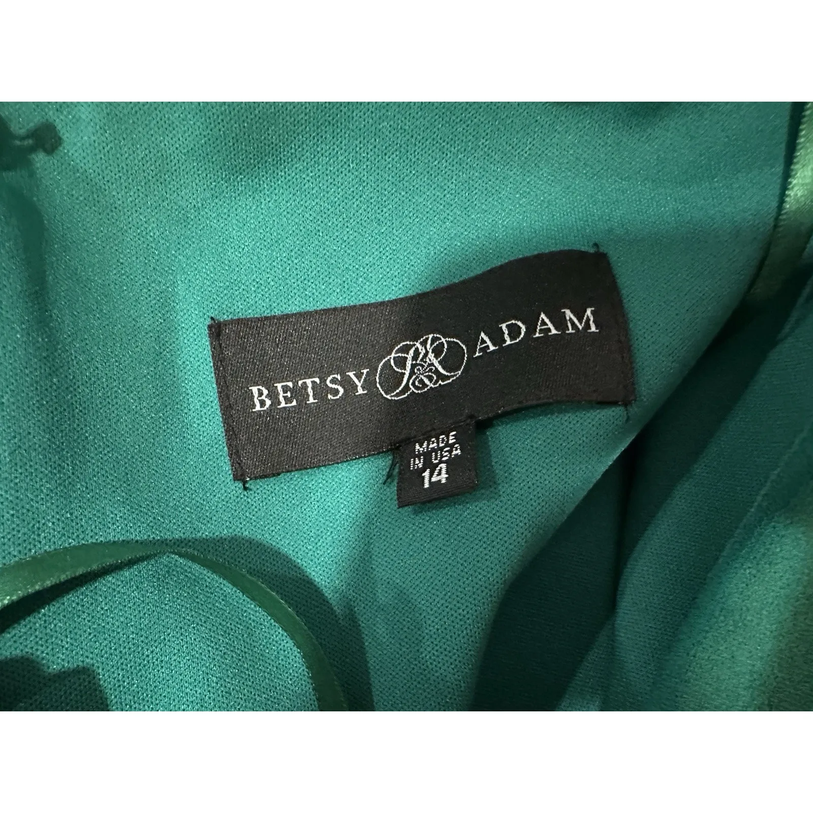 Betsy & Adam Green One Shoulder Side Ruched Gown Sz 14 NWOT - Image 8