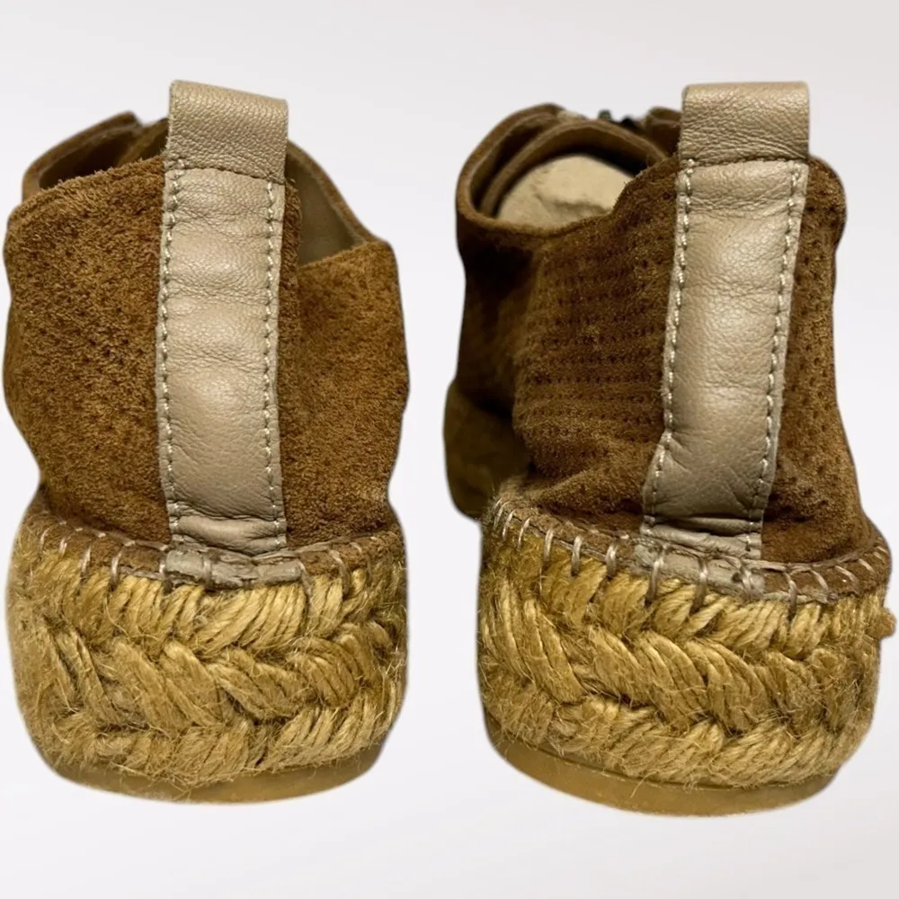 Eric Michael Shoe Women Size EU 41 Brown Tan Espadrille Platform Flat Suede Zip - Image 5