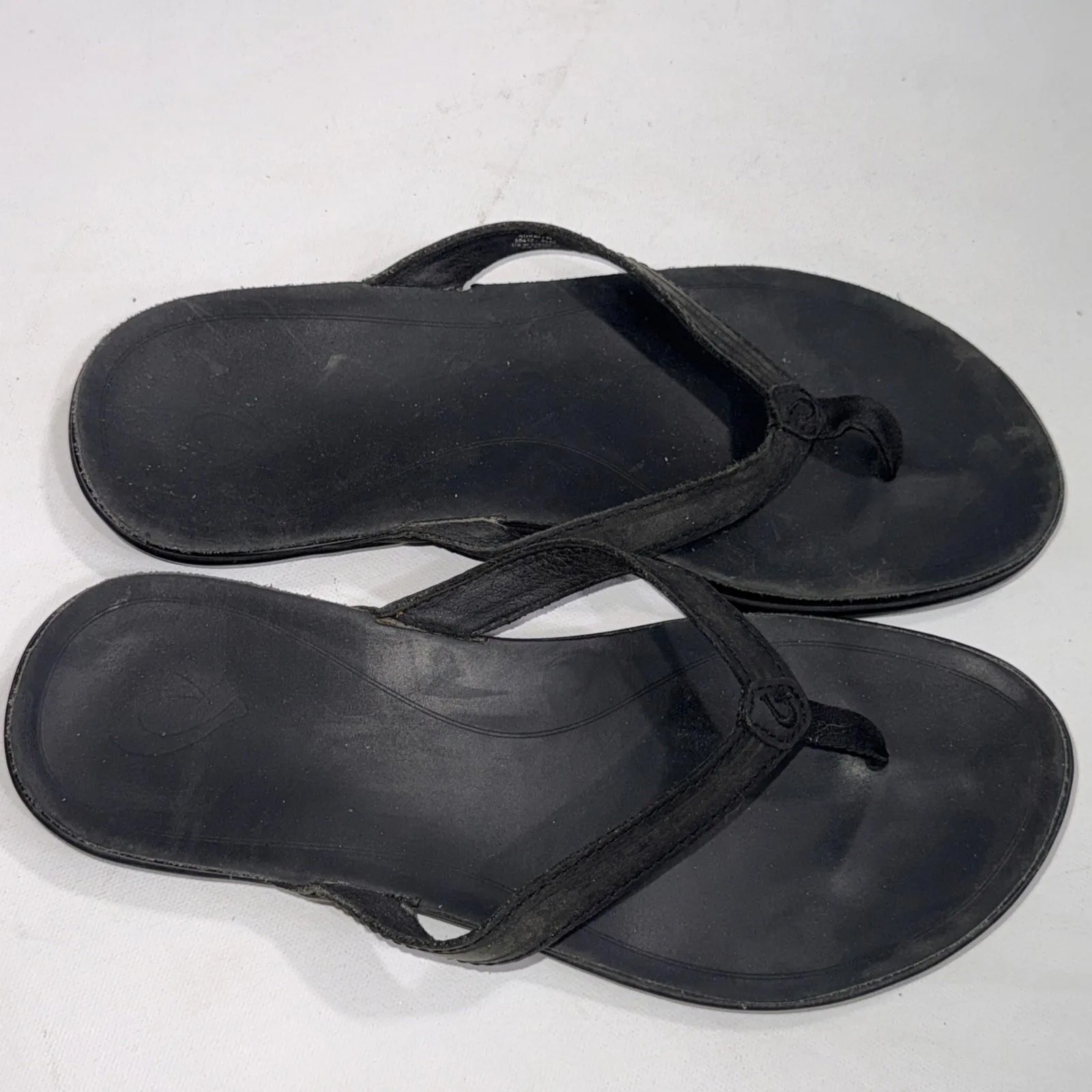 Olukai Aukai Leather Outdoor Nature Minimalist Gorpcore Sandals Flip Flops 9 Black - Image 3