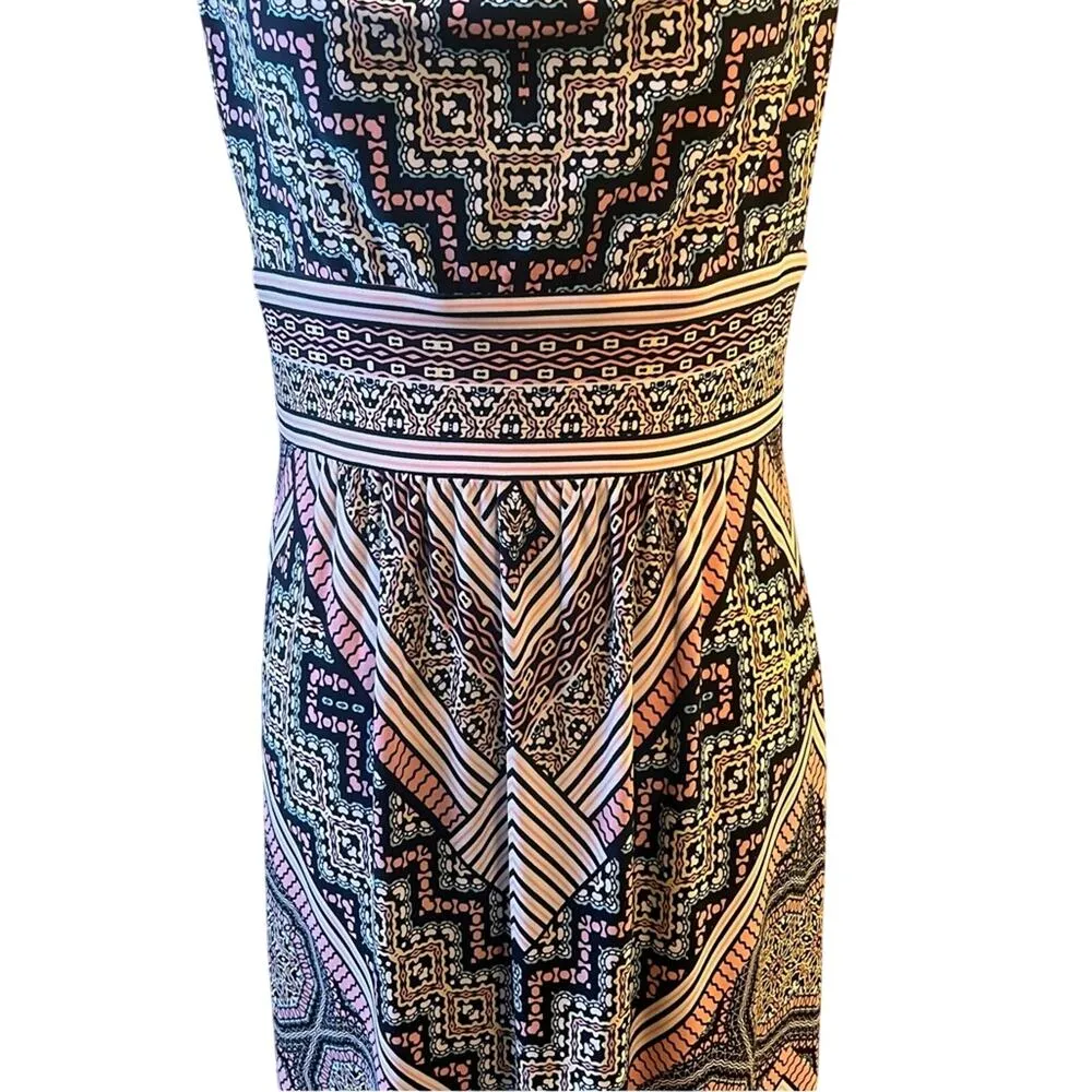 London Times Multicolor Medallion Halter Pleated Maxi Dress Size 8‎ - Image 7
