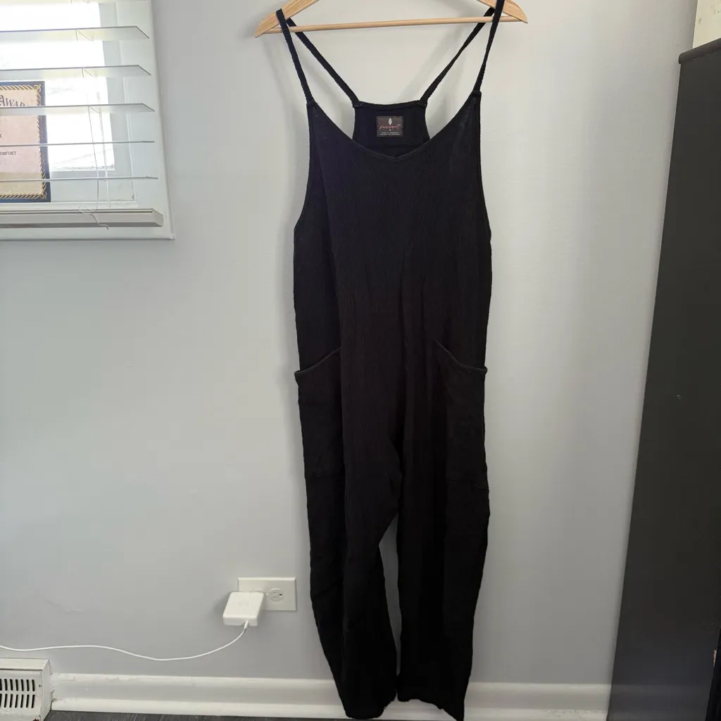 Free People Small Hot Shot Cable Knit Onesie Black - Image 2