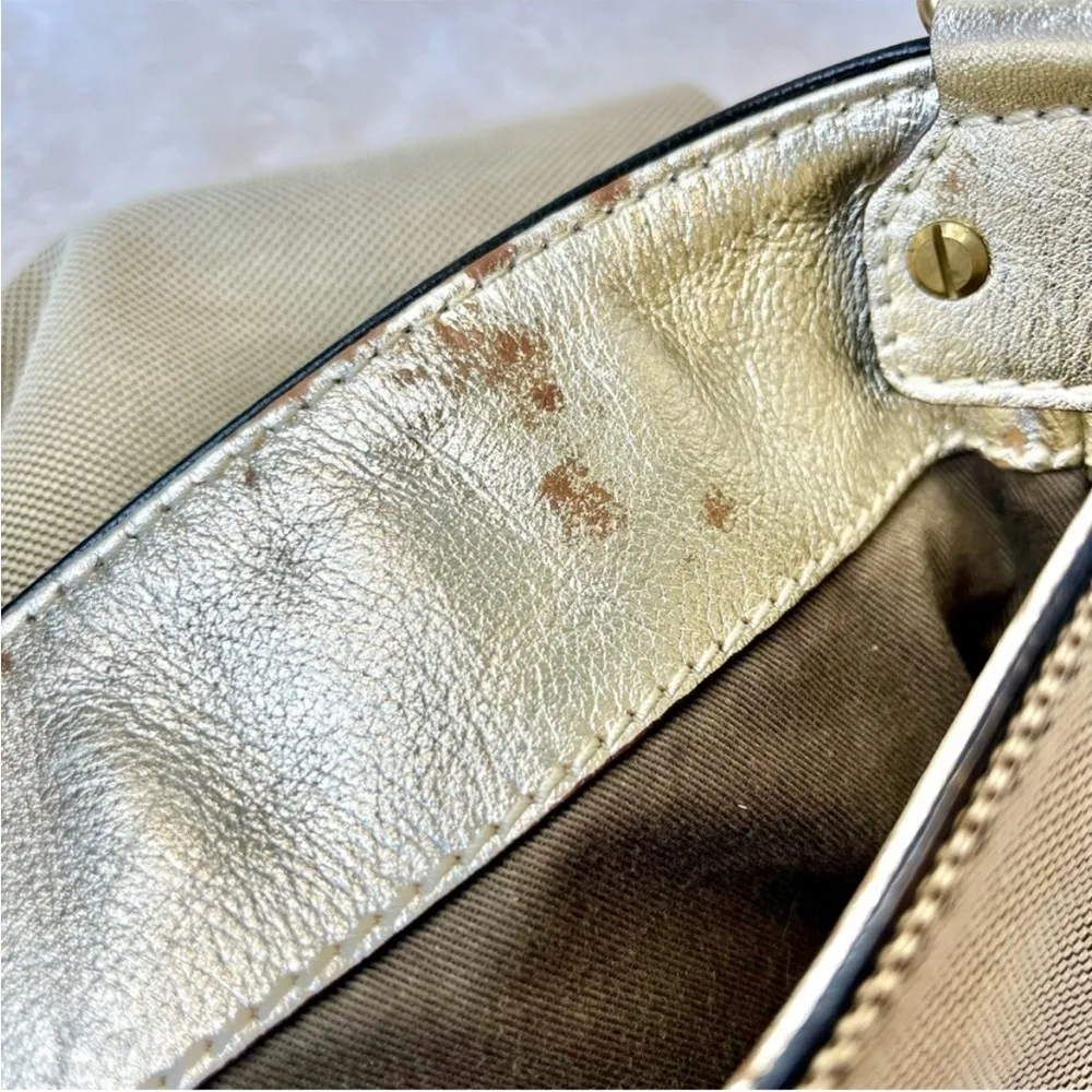 Chloe Metallic Gold Harley Canvas & Leather Shoulder Bag - Image 16