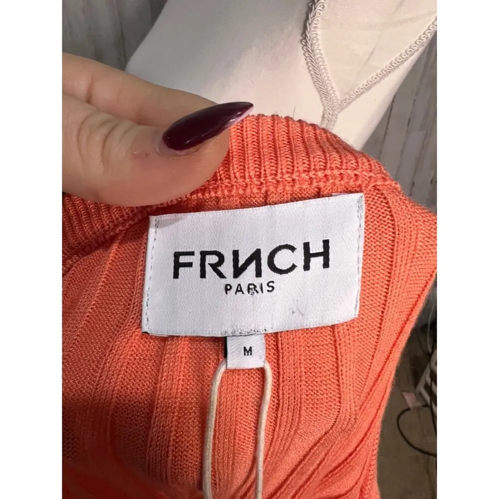 NWT‎ Frnch Paris Women's Orange Cardigan Sweater Medium Long Sleeve Casual - Image 9