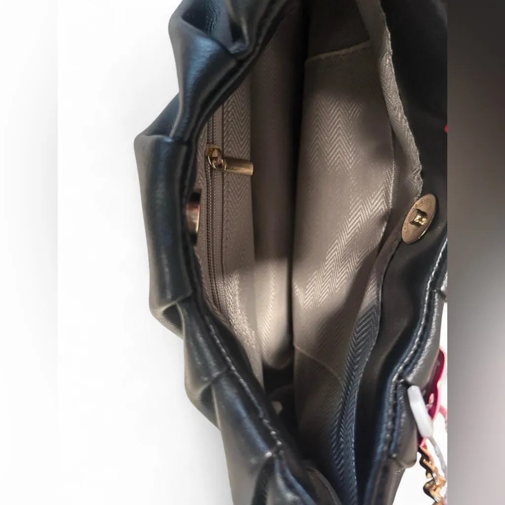 NWT KKXIU Black Crescent Mini Hobo Bag – Ruched Shoulder Purse - Image 5