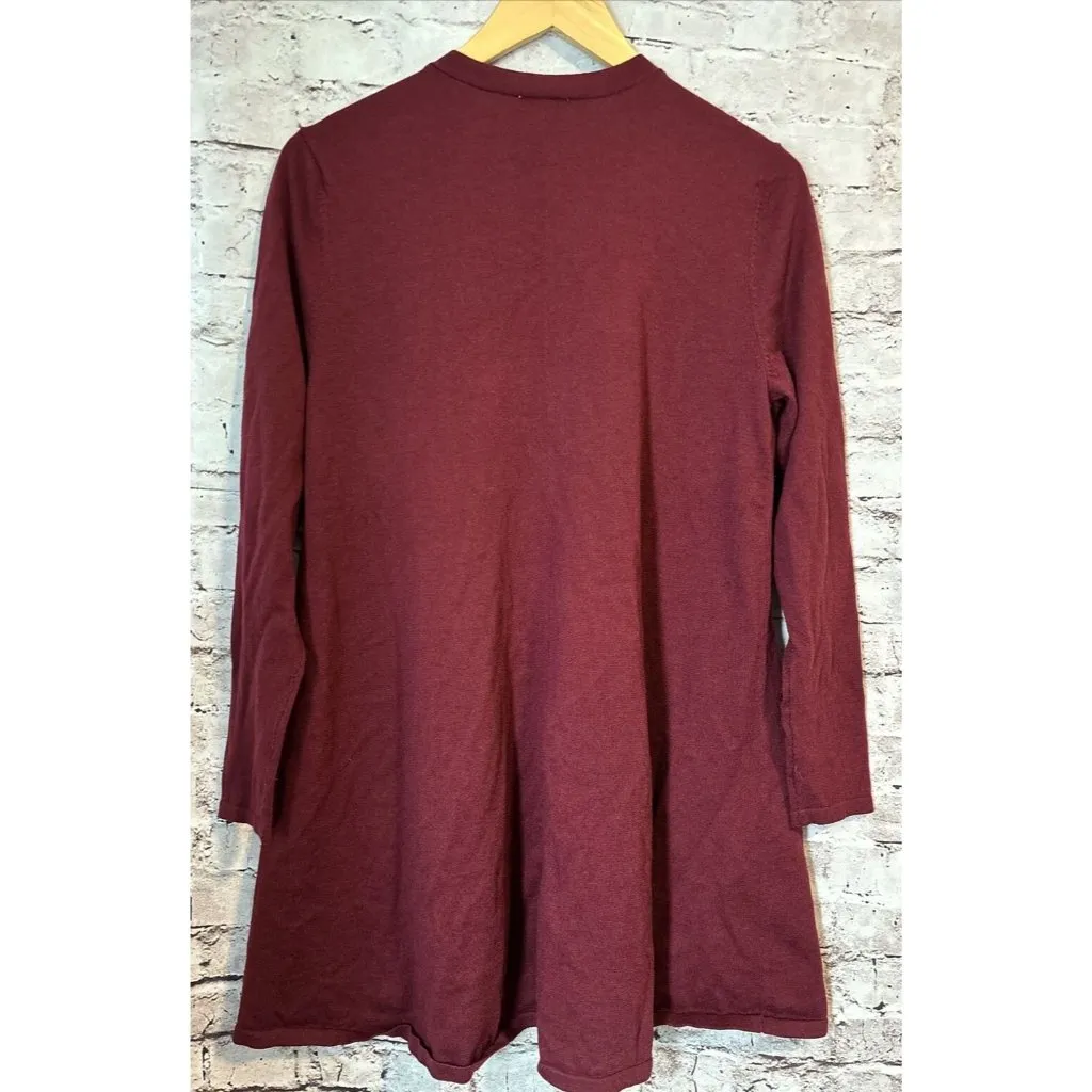 J. Jill Burgundy Cardigan Sweater V Neck Women’s Cardigan Polyester Wool Blend M Size M - Image 3