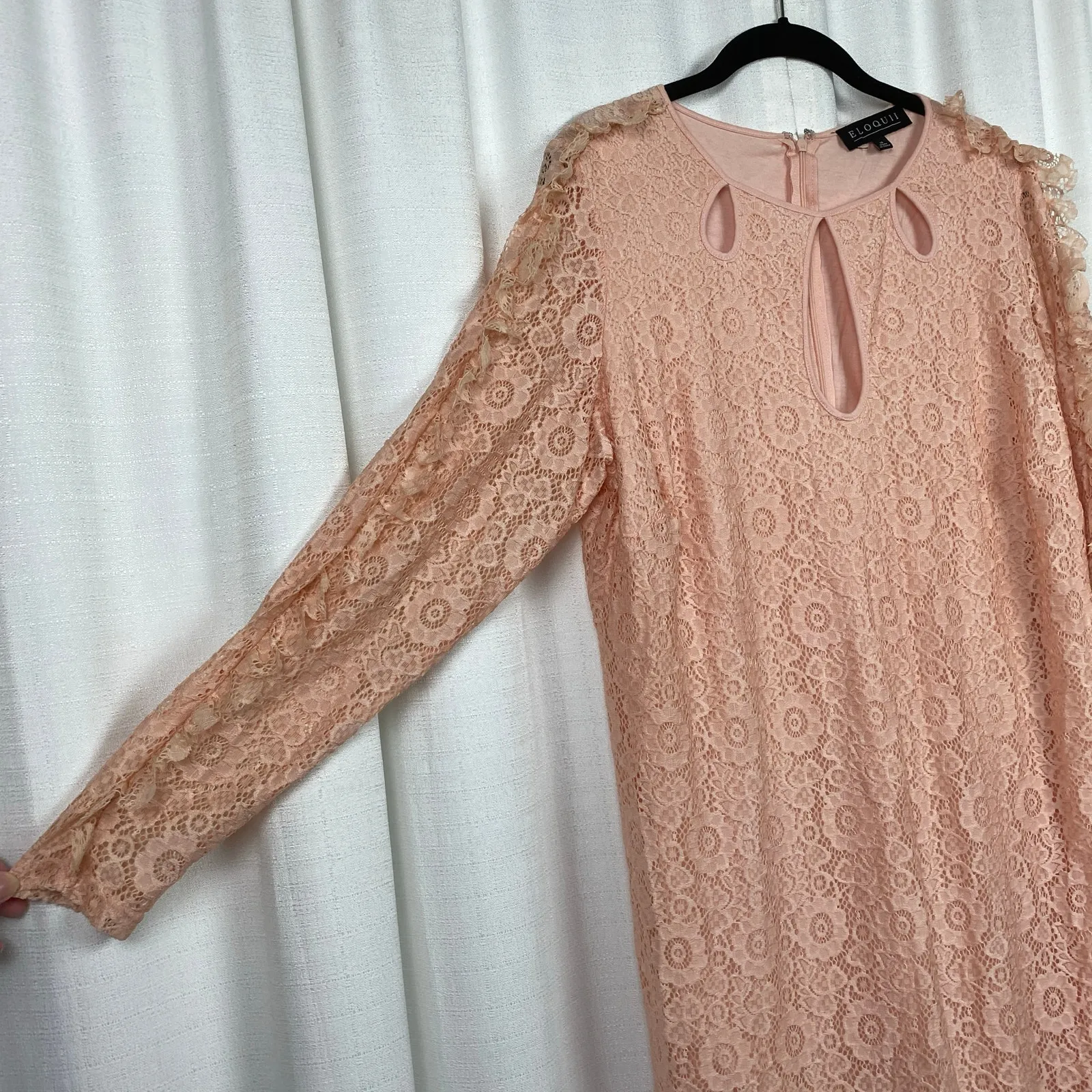 Eloquii Pink Orange Lace Long Sleeve Shift Dress Sz.16W NWT - Image 6