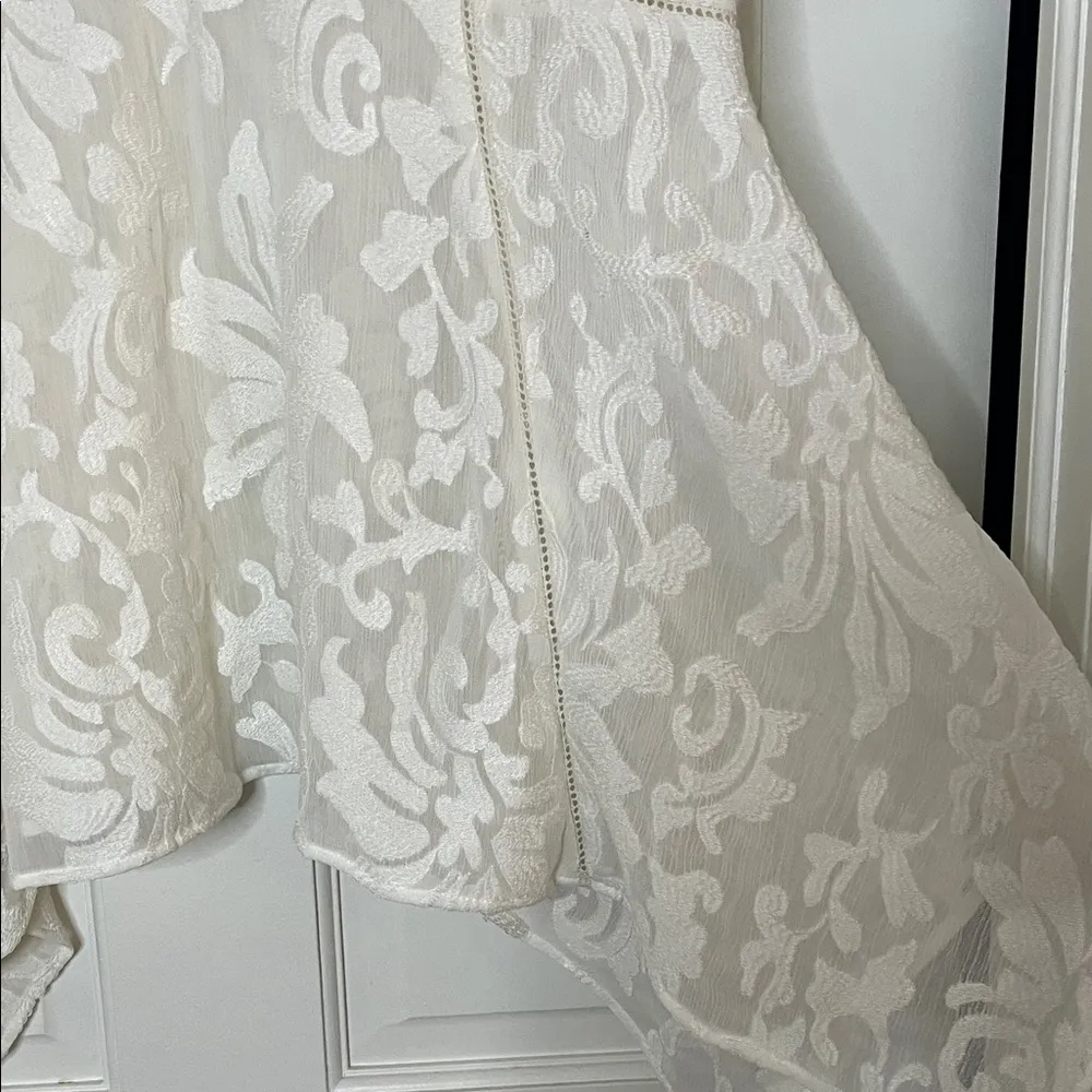 Sundance White Leaf Swirl Floral Print Lace V Neck Tank Top - Size XS - Image 7