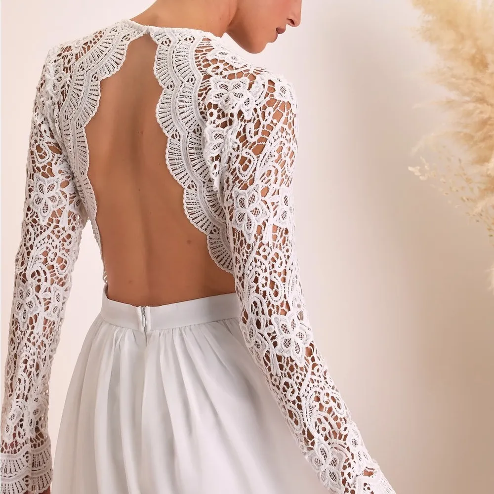 Lulus Awaken My Love White Long Sleeve Lace Maxi Dress - Image 3