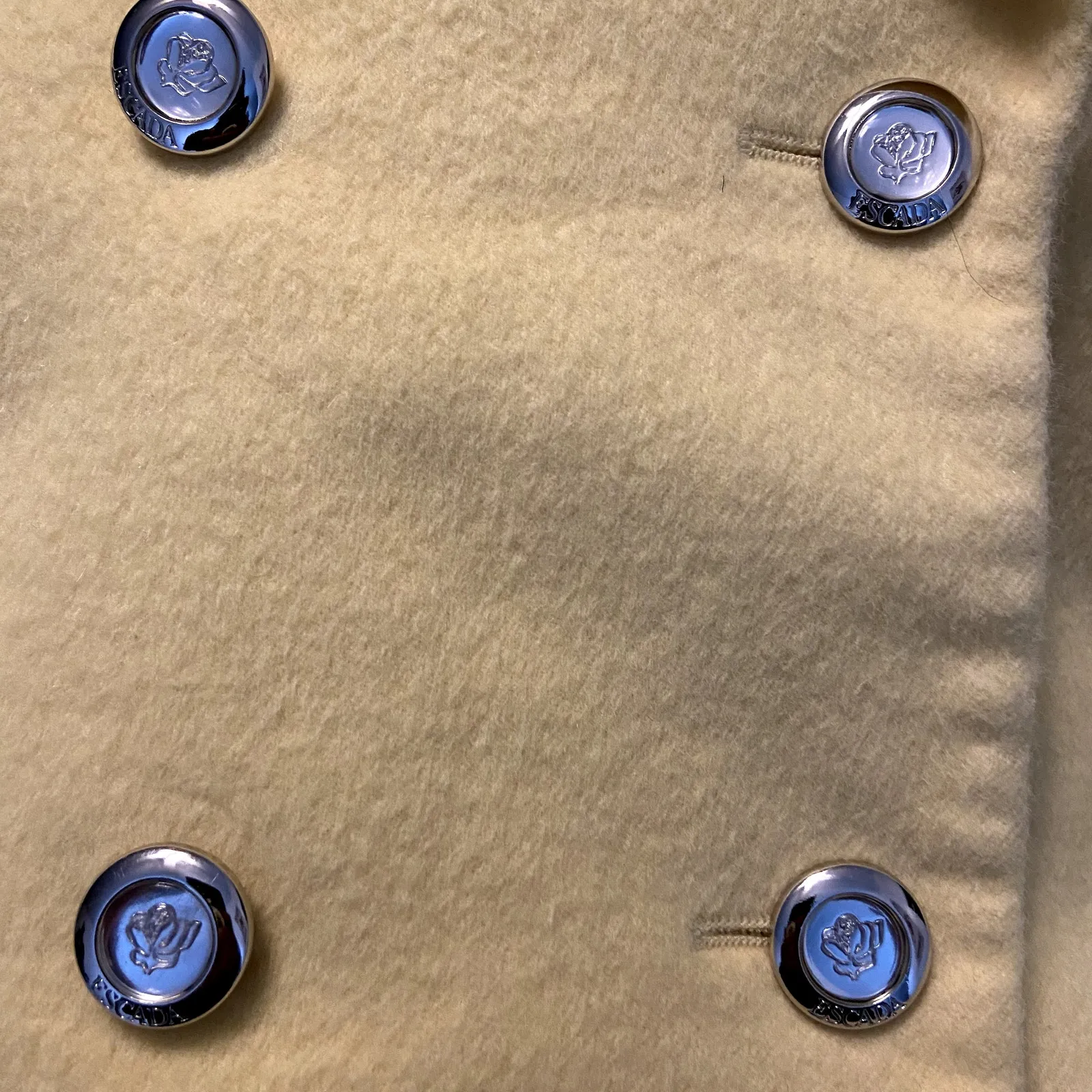 VTG Escada Blazer Coat Rabbit Fur Angora Collared Double Breasted Yellow 40 M Size M - Image 3