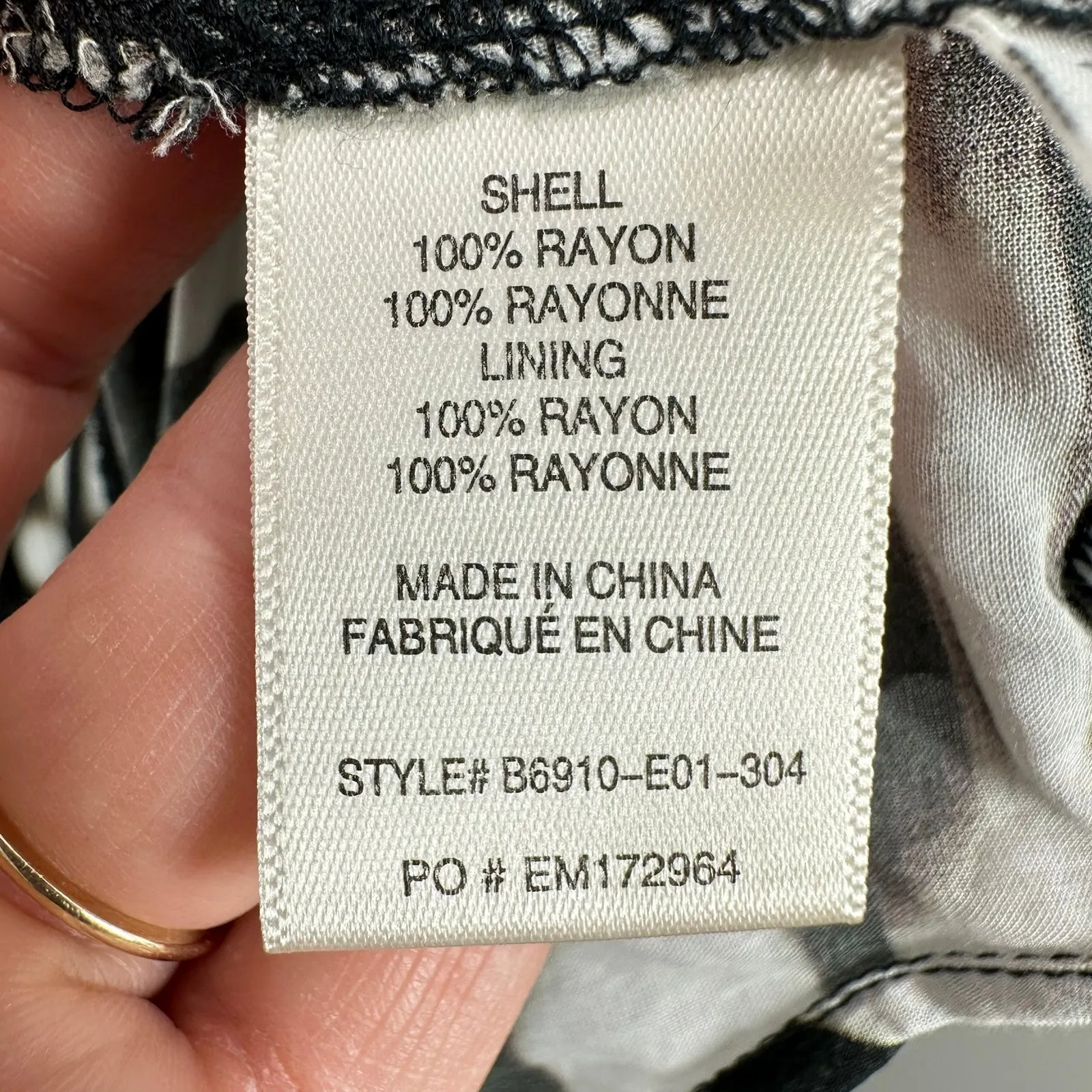 Bella Dahl XS Black White Print Rayon Maxi Dress Button Front Long Sleeve Resort - Image 6