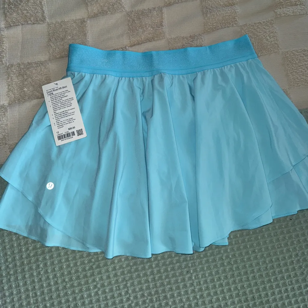 NWT Lululemon Court Rival HR Skirt in Cyan Blue size 12 Long - Image 6