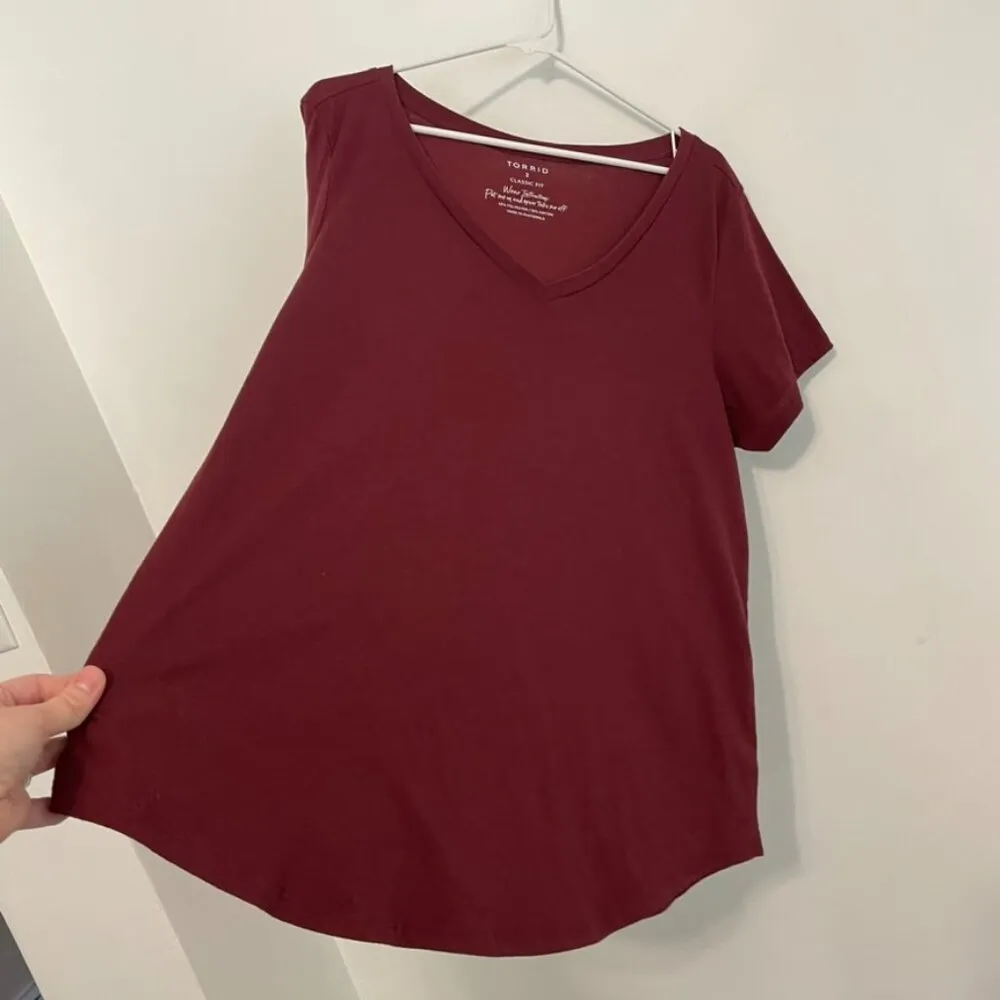 TORRID 2 Plus Size Girlfriend Signature Jersey V-Neck Tee Burgundy Maroon TShirt - Image 13