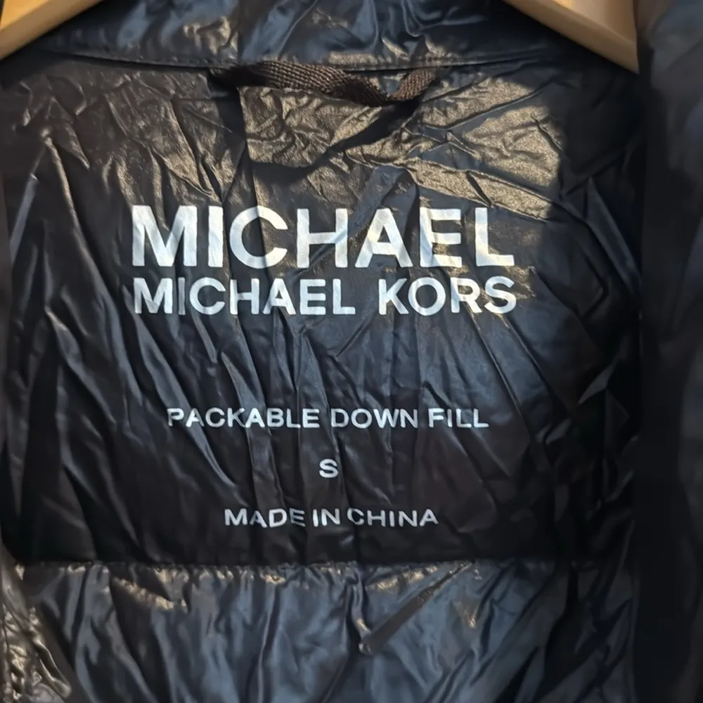 Michael Michael Kors Black Packable Down Puffer Jacket W/ Bag Charcoal Small - Image 5