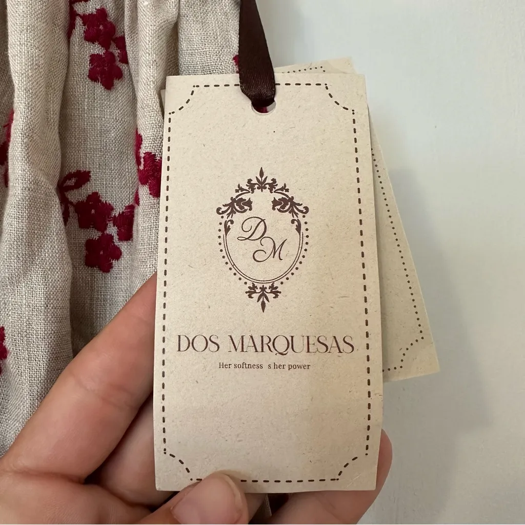 Dos Marquesas Baya Del Bosque Embroidered Linen Ankle Skirt Womens Small New - Image 6