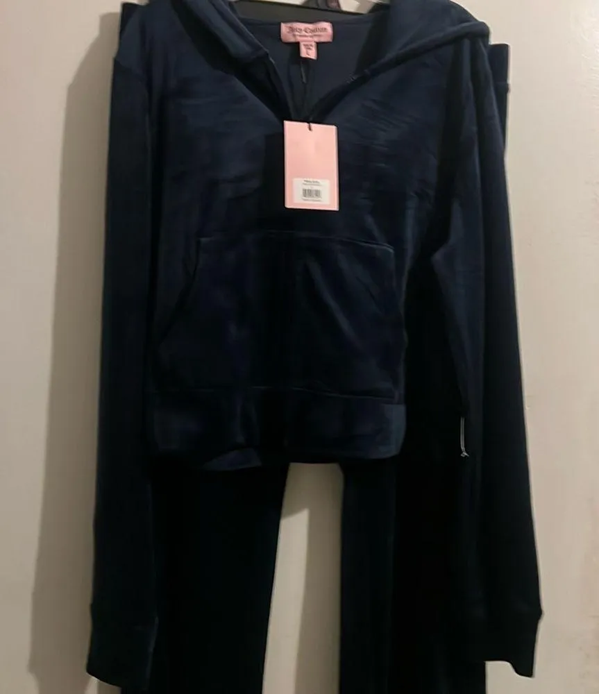 - New Juicy Couture Navy blue bling Velour Tracksuit Large - Image 4
