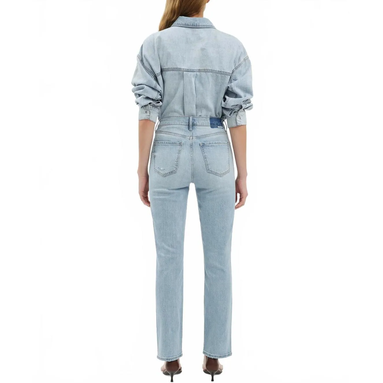 Daze Smarty Pants High Waist Ankle Slim Straight Leg Jeans Dew Drop NWT Size 25 Blue - Image 6