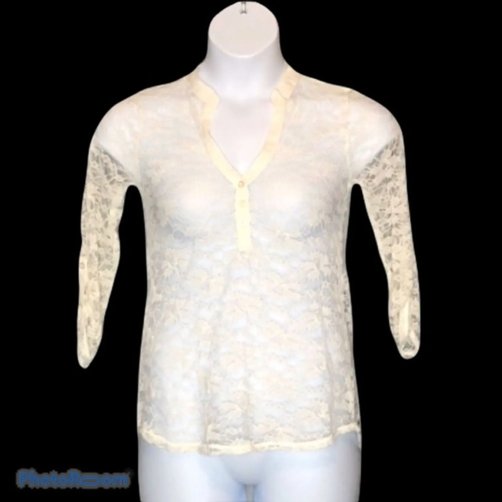 Wallflower White Sheer Lace Henley High Low Festival Beach Coverup Size M - Image 3