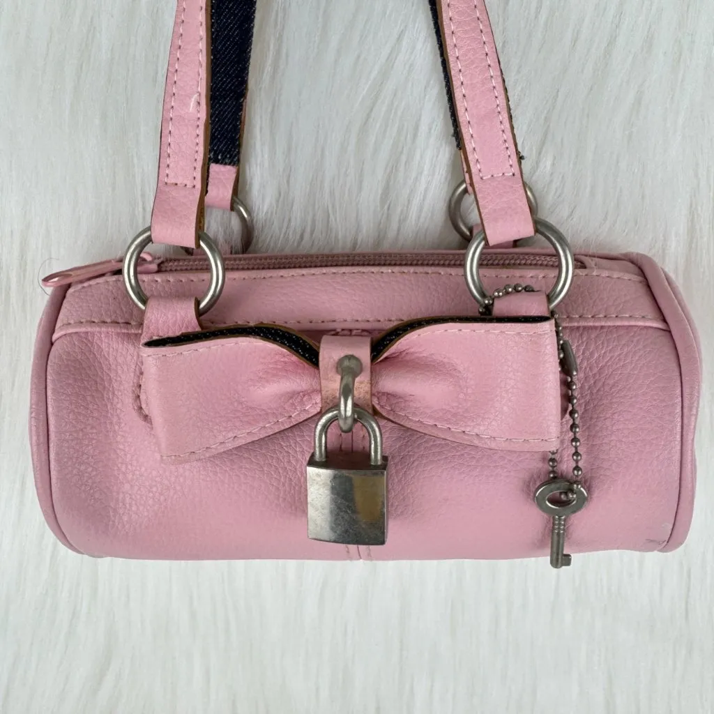Women's Faux Leather Mini Cylinder Purse Handbag Pink 7'x3.25"x3.25" - Image 4