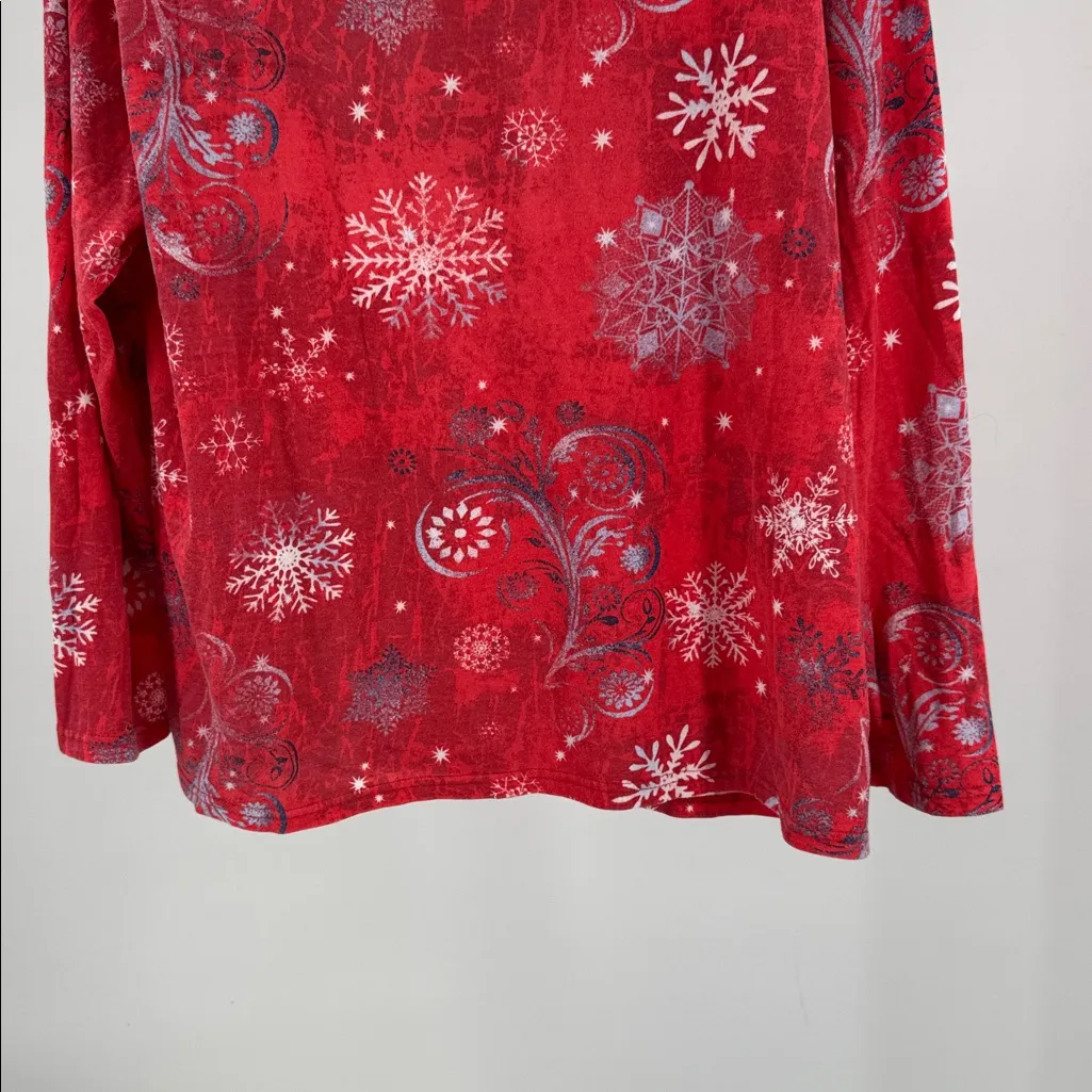Holiday Editions Red Snowflake Long Sleeve Tee XXL snowmen embellished winter - Image 4