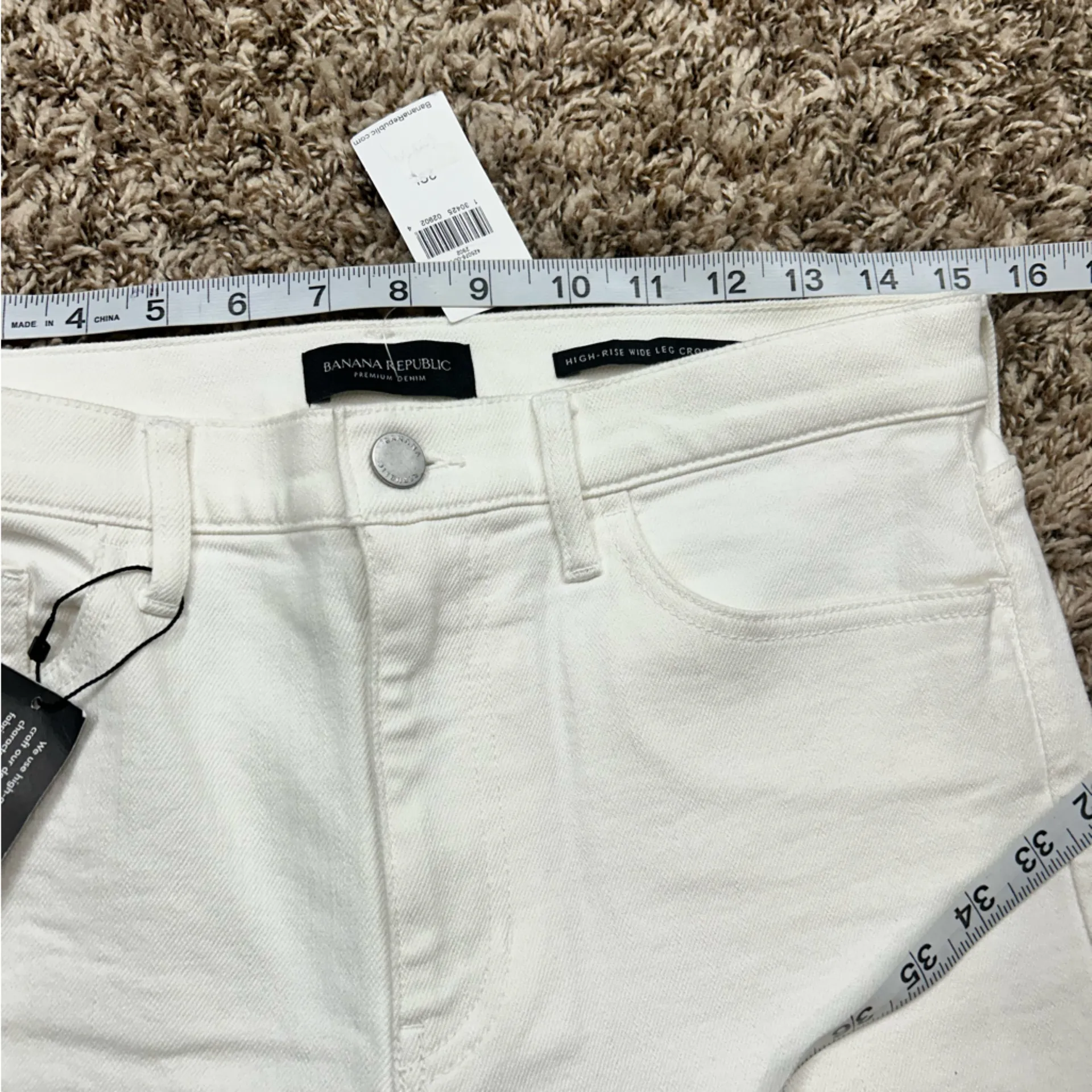 Banana Republic High-Rise Wide-Leg Crop Jeans White Sz 29 L - Image 8