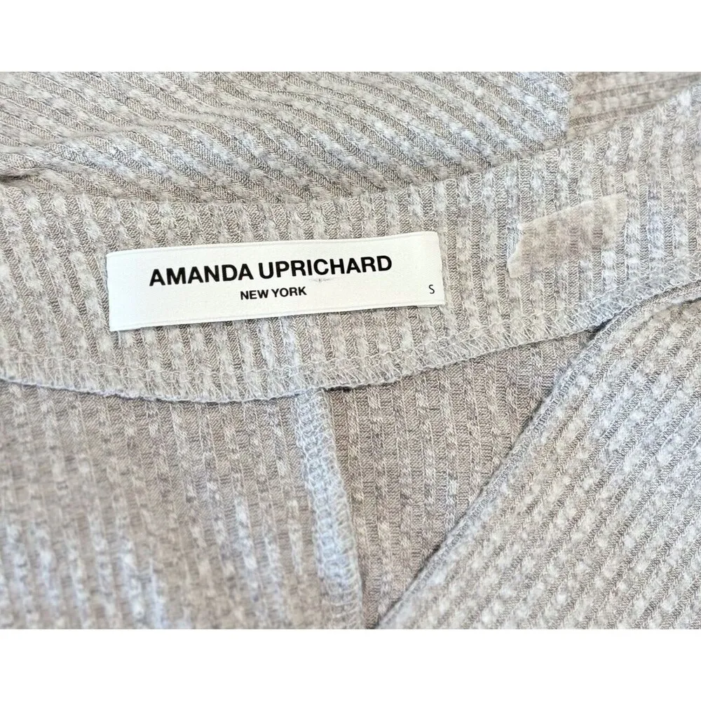 Amanda Uprichard Womens Bodysuit Gray Timmy Ribbed Faux Wrap V Neck Thong Small - Image 5