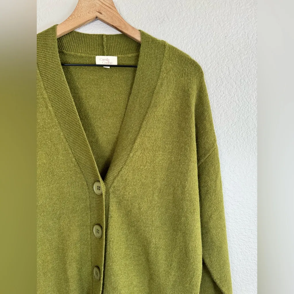 Camila Coelho Revolve Trista Oversized Cardigan Size Small Olive Green NEW $178 - Image 9