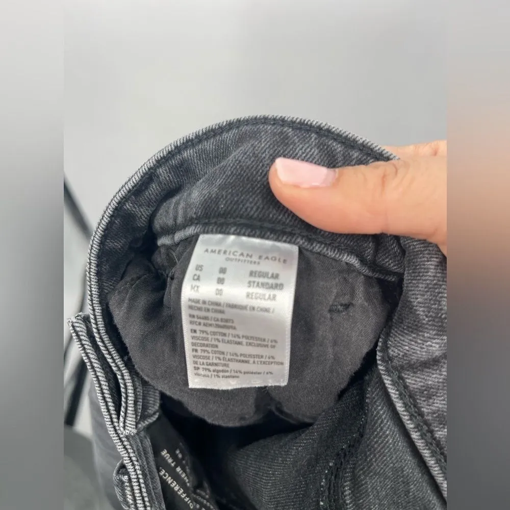 Women's American Eagle jeans‎ black acid wash size 0 - Image 7