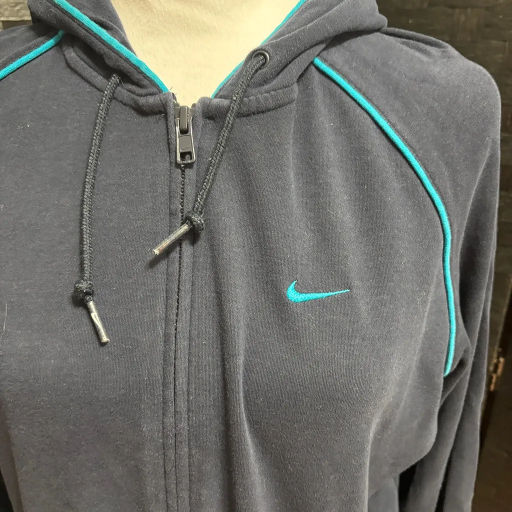 Nike Full Zip Hoodie Womens Sz XL Navy Athletic Cotton Blend Athleisure Casual - Image 3