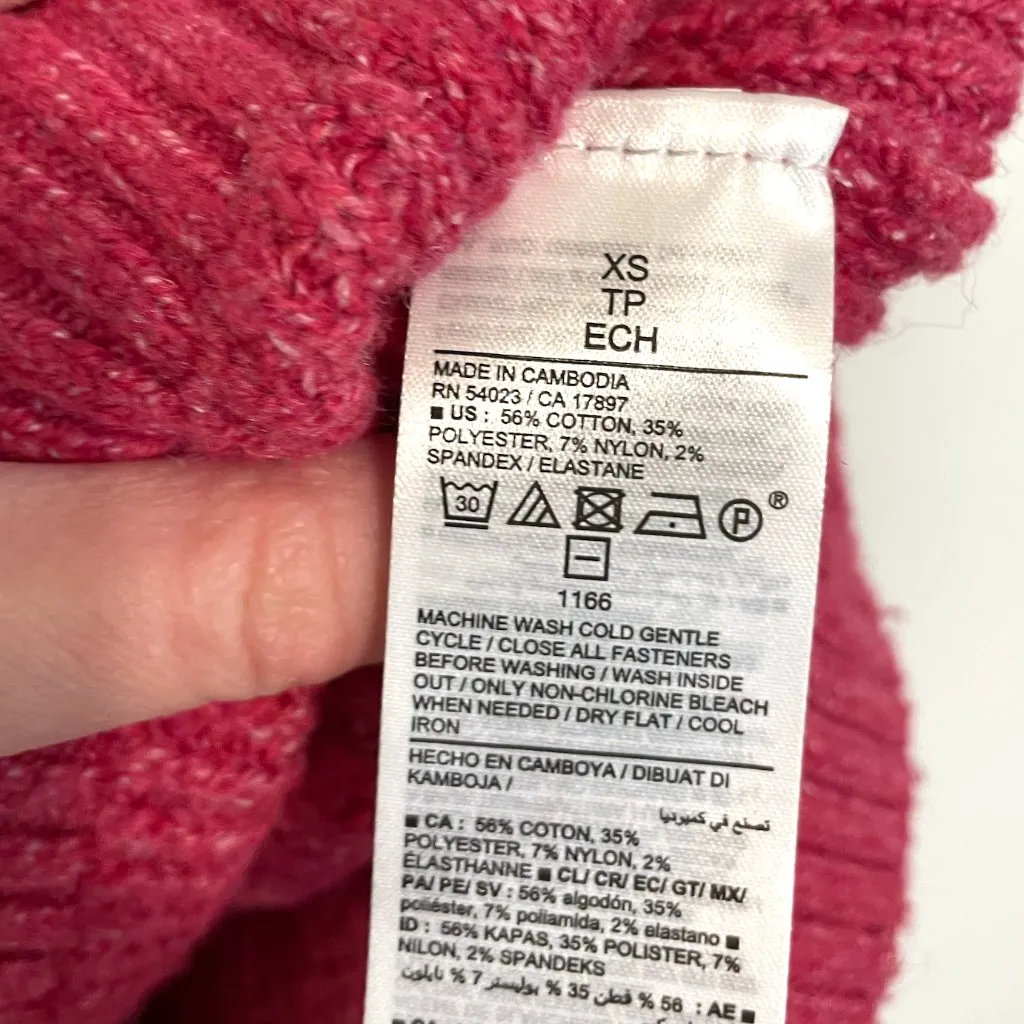 OLD NAVY Shaker Stitch Cardigan Sweater Magenta / Berry Pink Relaxed Fit Sweater - Image 12