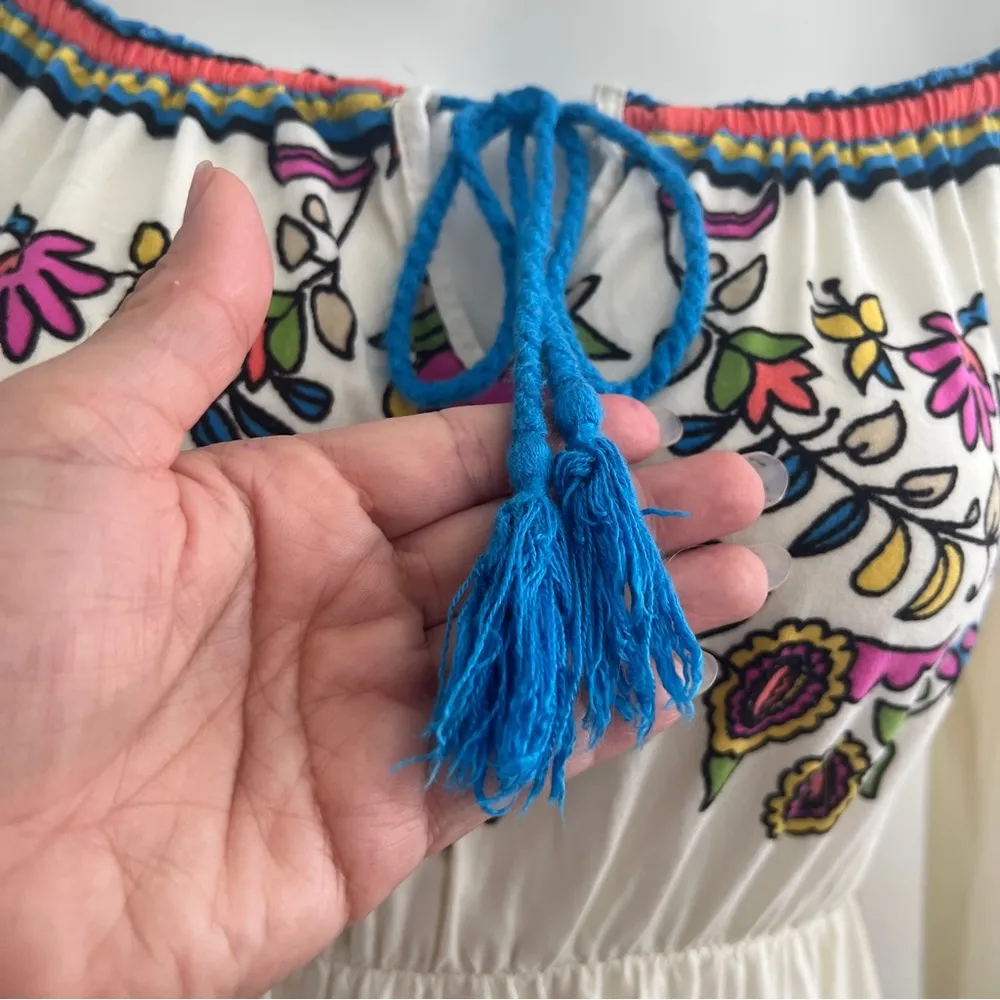 Flying Tomato off the shoulders Floral Hippie Bohemian Dress LARGE Multicolor - Image 2