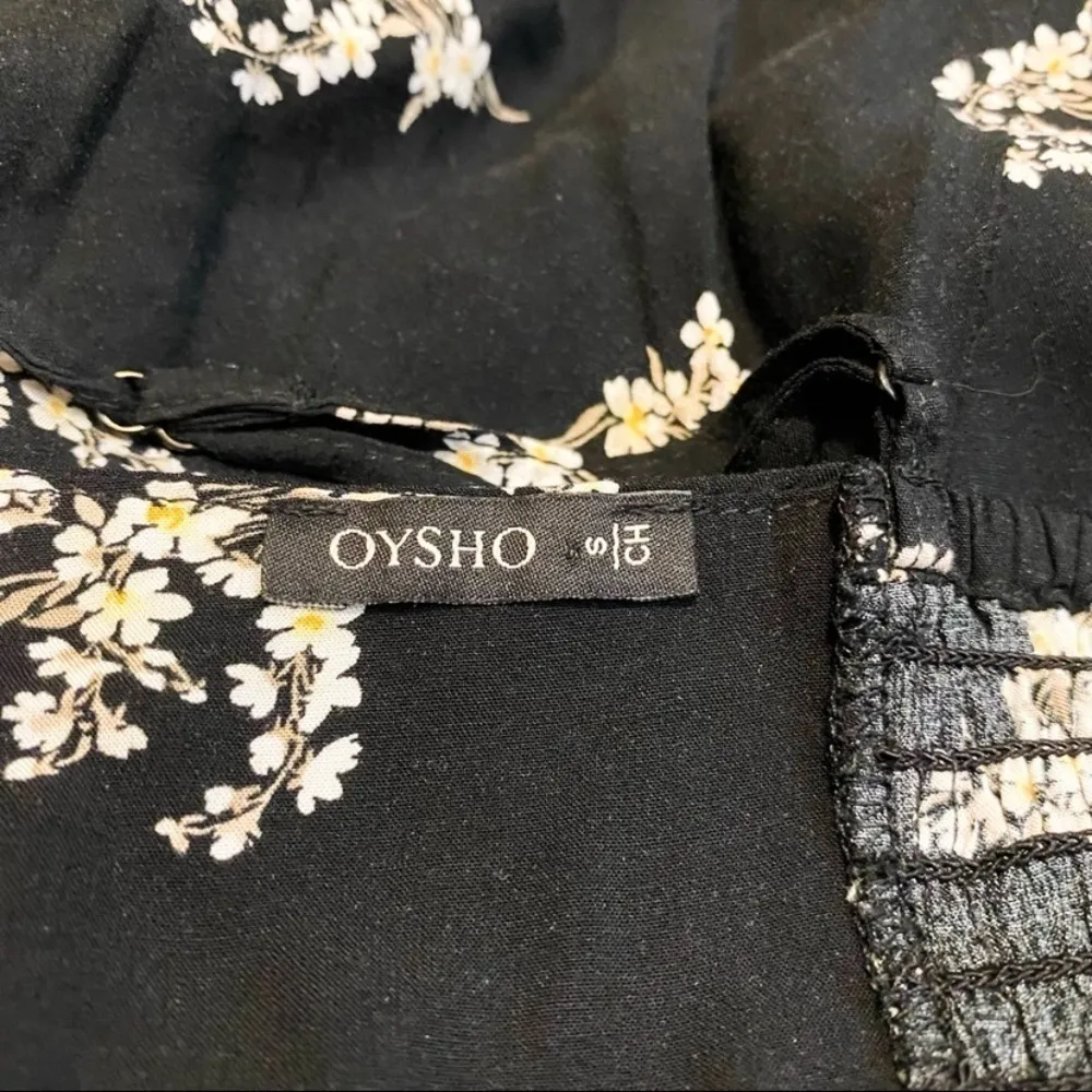 Oysho Floral Printed Sleeveless Button Front Knee Length Dress Black Small Y2K - Image 6