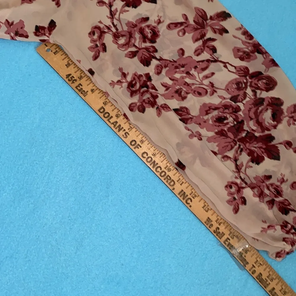 SHEIN Curve floral semi sheer blouse elastic at wrists puffy long sleeve size 4X - Image 11