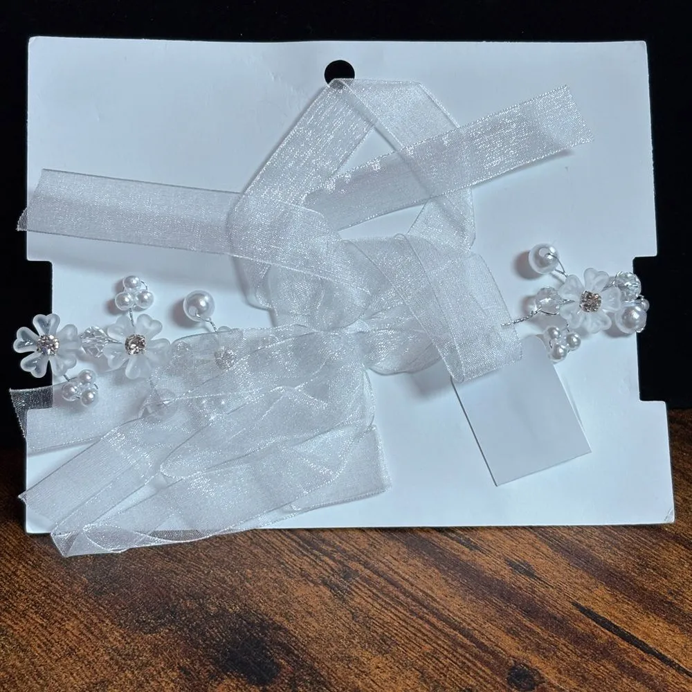 Galina Signature White Crystal, Pearl Necklace Floral Design - Image 3