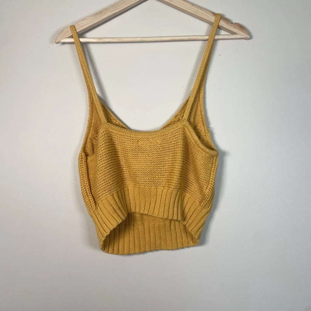 American Eagle Crochet Knit Babydoll Cami Top Sz L Gold Y2K Coquette Boho Hippie - Image 4