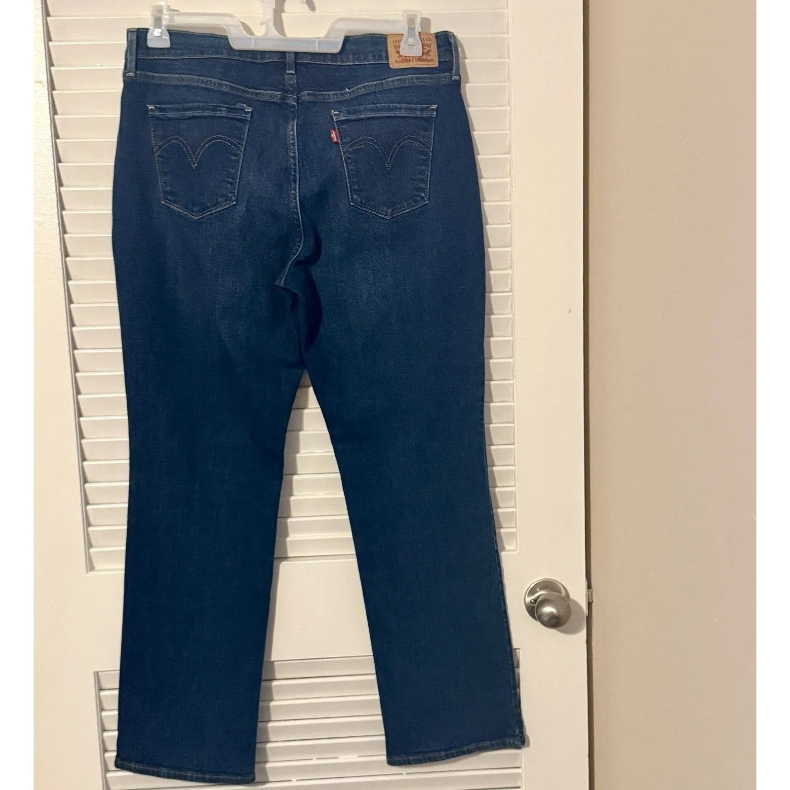 Levi’s 505 Straight Jeans Womens Mid Rise Blue Stone Wash Heavy Denim Size 12S - Image 4