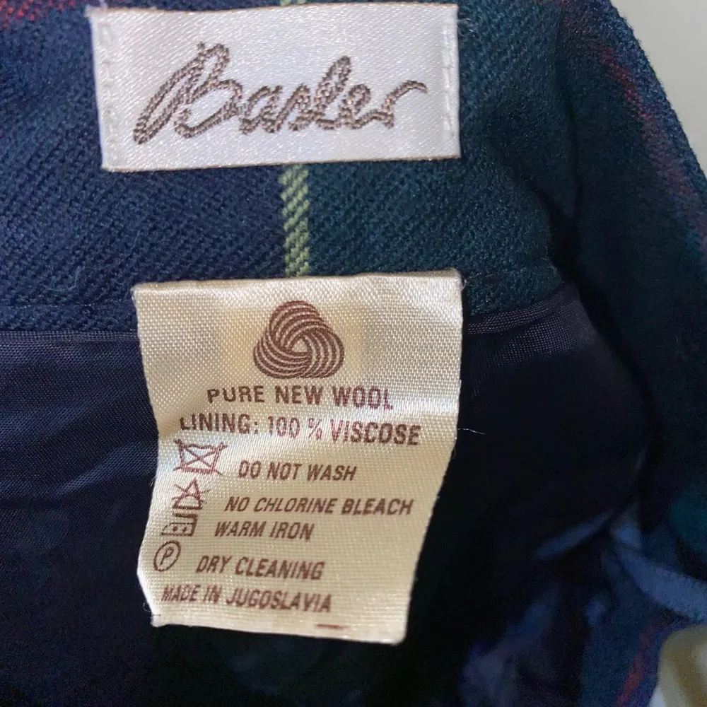 Vintage Basler Blue Tartan Plaid Wool Pleated Midi Skirt - Image 7