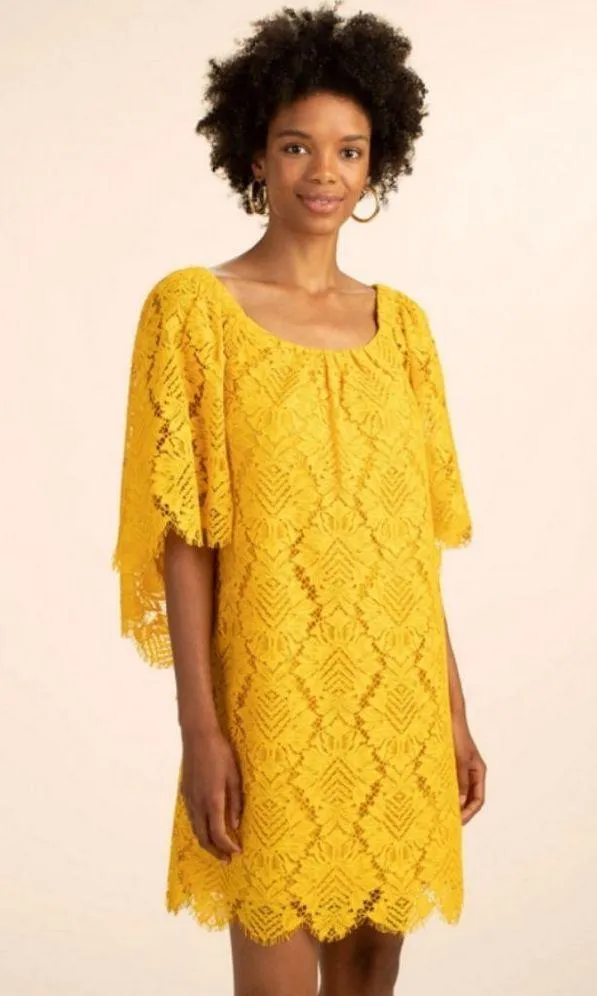💕TRINA TURK💕 Ulana Dress ~ Pineapple Vista Lace Mimosa Yellow Medium M NWOT - Image 4